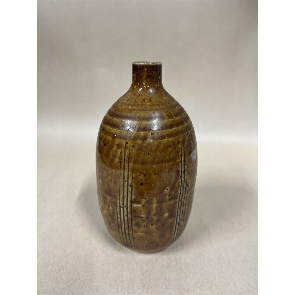 Mid Century OMC Japanese Pottery Vase Otagiri Manufacturing Company 5.25”‎ H
